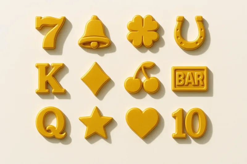 Twelve mini slot symbols arranged in a clean 4x3 grid